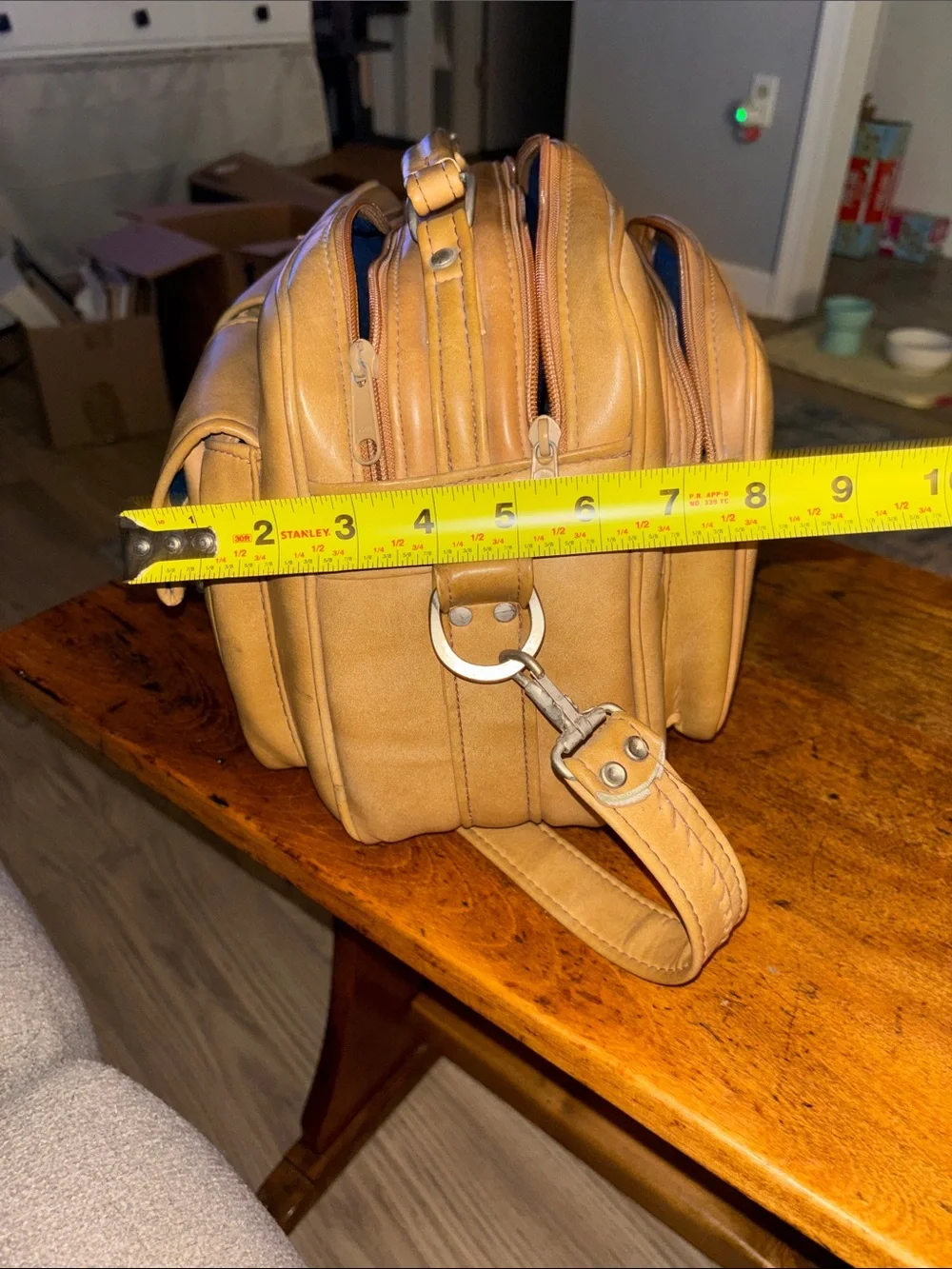 Vintage Marsand Leather Tan Messenger Bag Dual Front Pockets Camera Bag Retro